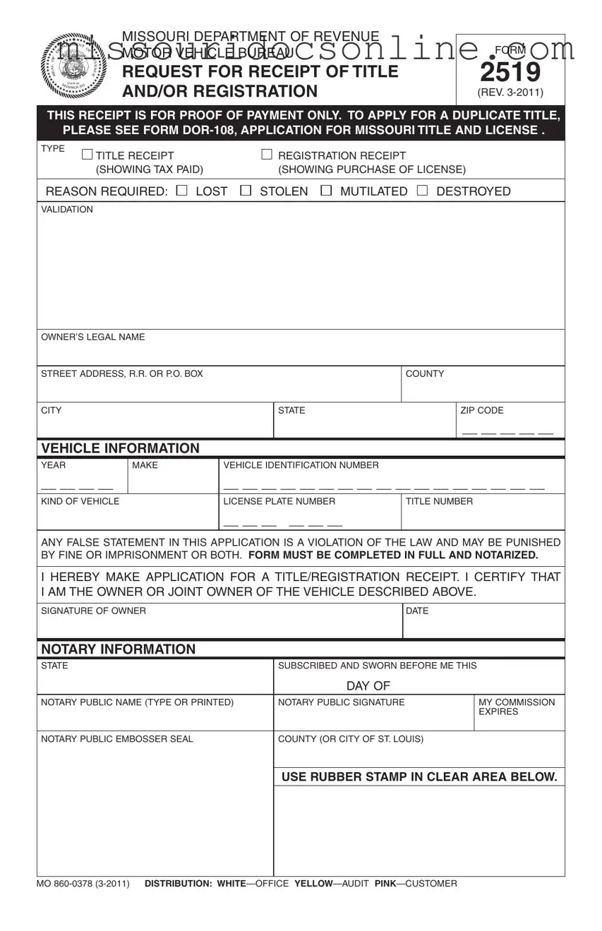 Blank 2519 Missouri Form