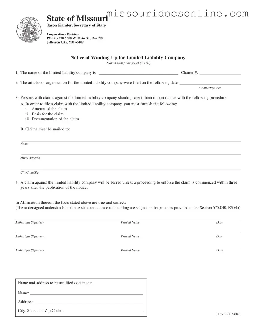 Blank Llc 13 Missouri Form