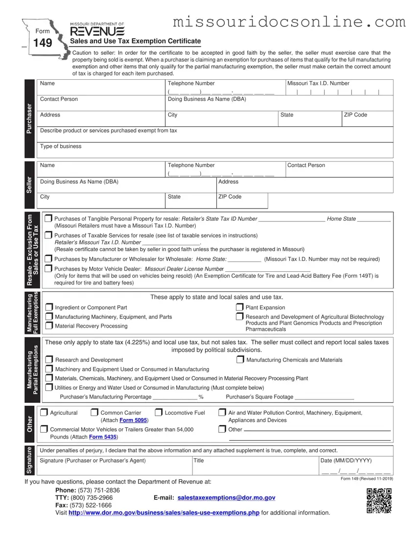 Blank Missouri 149 Form
