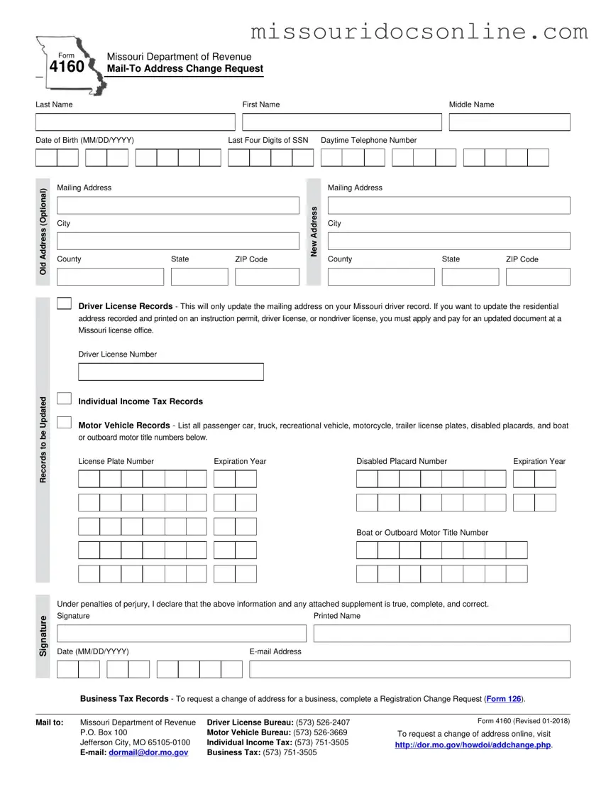 Blank Missouri 4160 Form