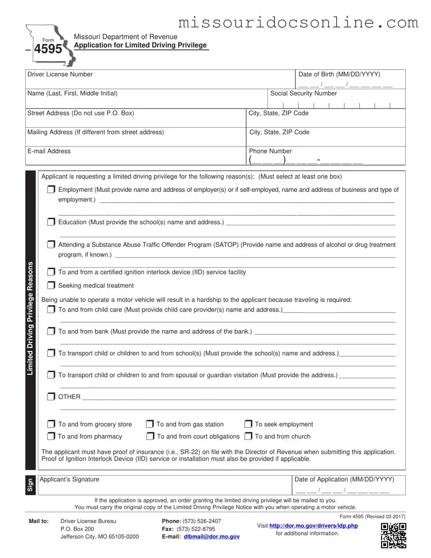 Blank Missouri 4595 Form
