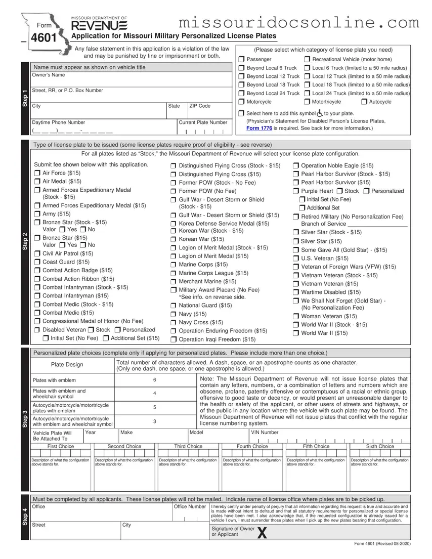 Blank Missouri 4601 Form
