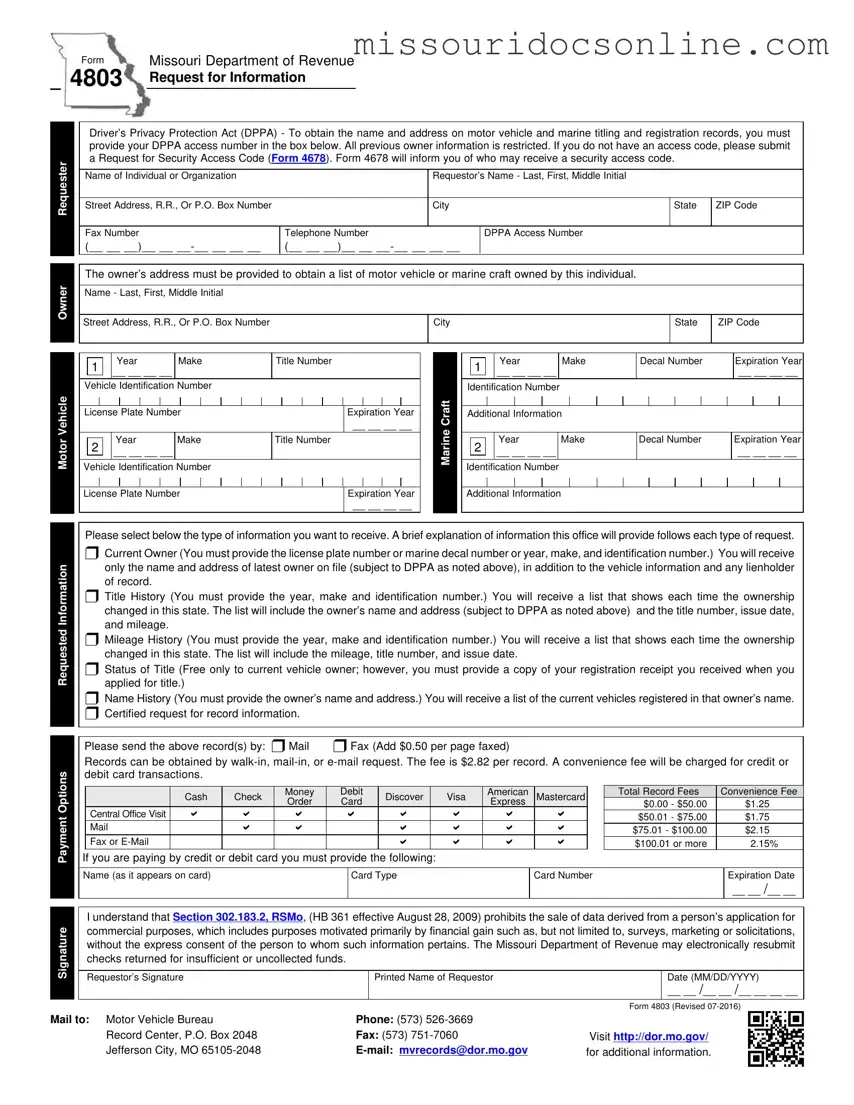 Blank Missouri 4803 Form