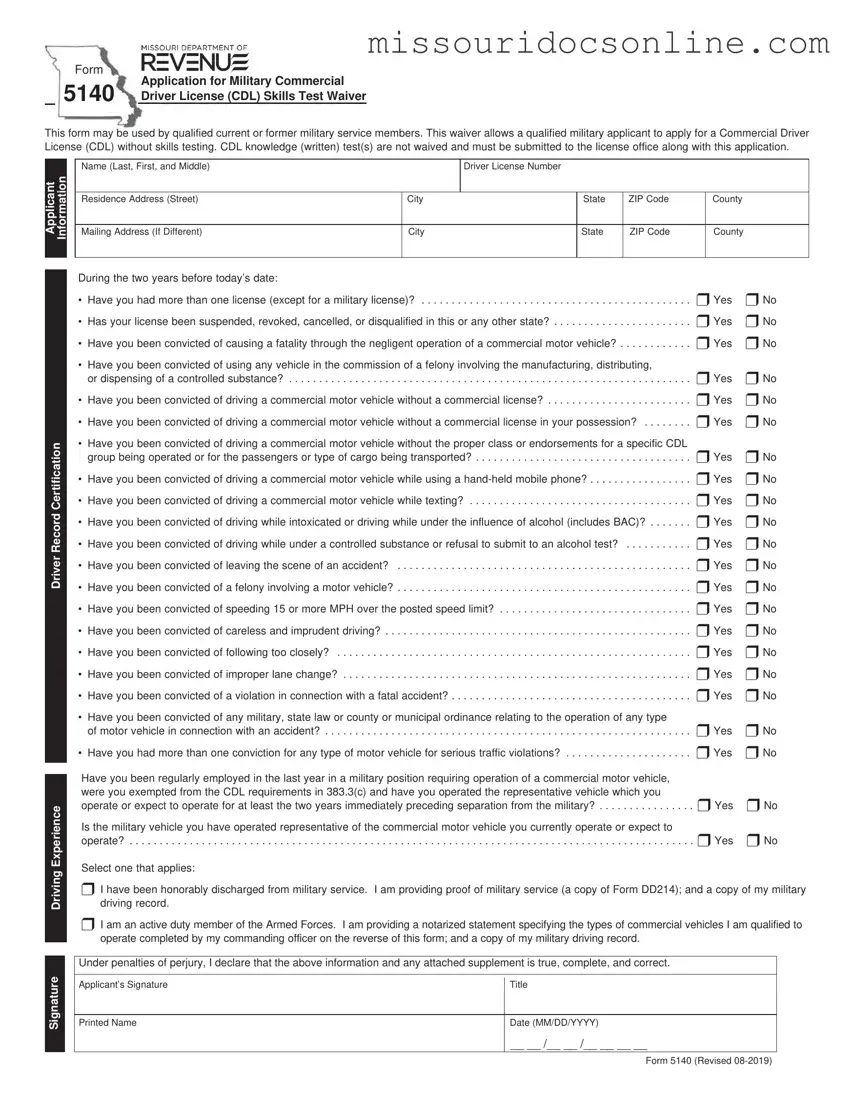 Blank Missouri 5140 Form