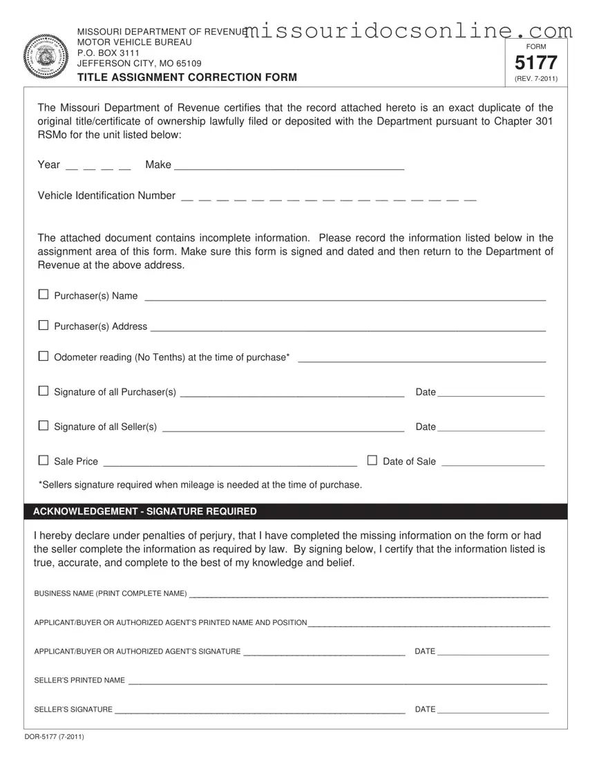 Blank Missouri 5177 Form