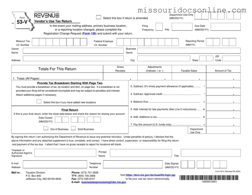 Blank Missouri 53 V Form