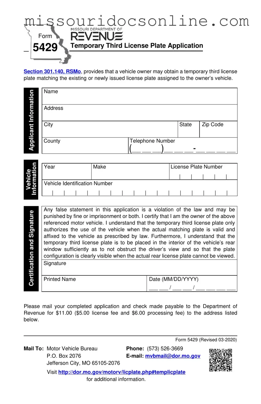 Blank Missouri 5429 Form