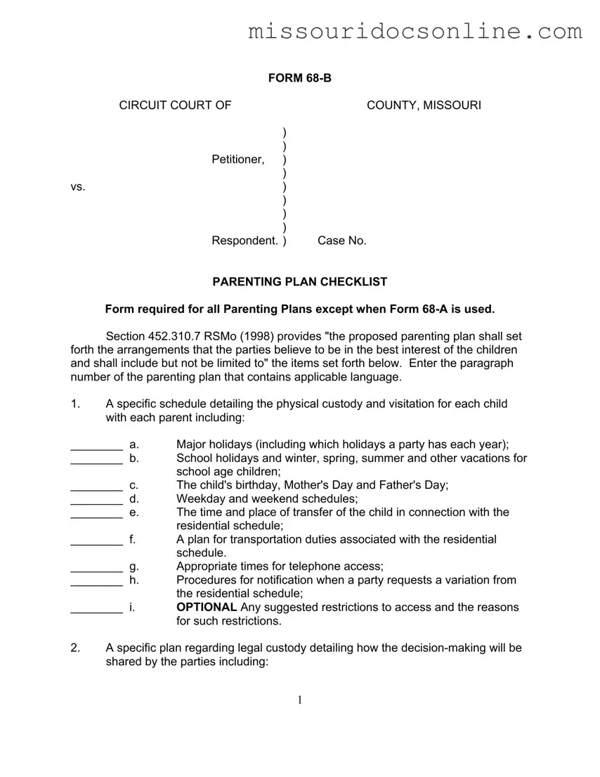 Blank Missouri 68 B Form