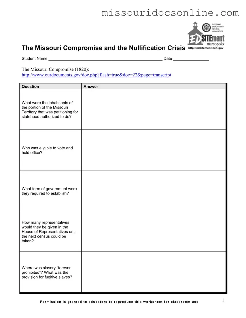 Blank Missouri Compromise Form