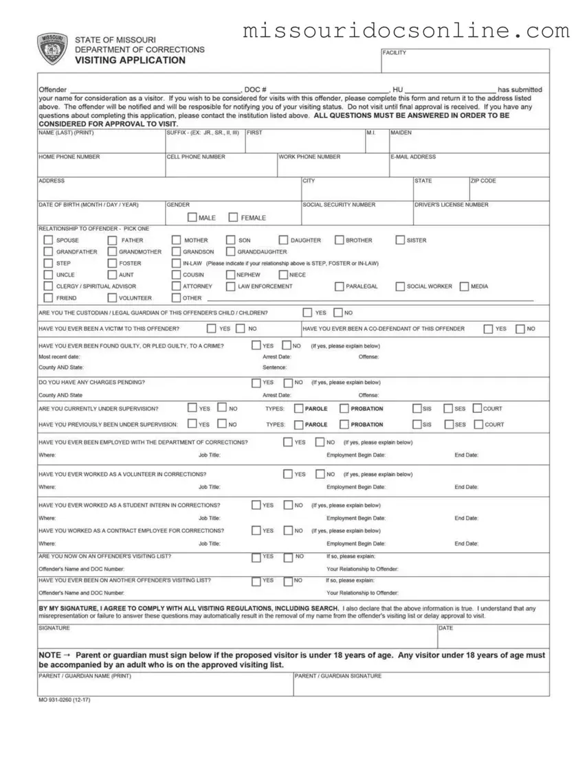 Blank Missouri Dept Of Corrections Form