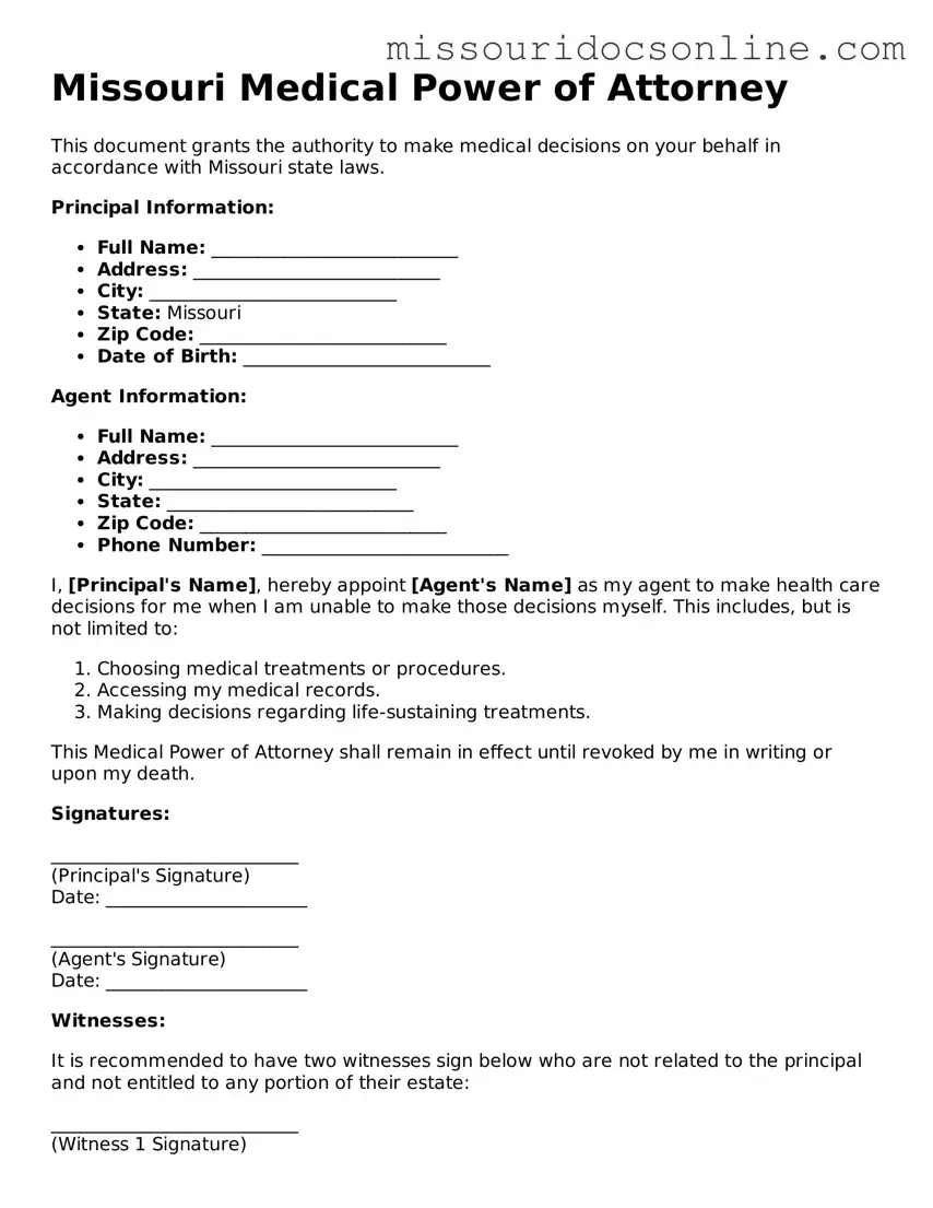 Attorney-Approved Medical Power of Attorney Form for Missouri State