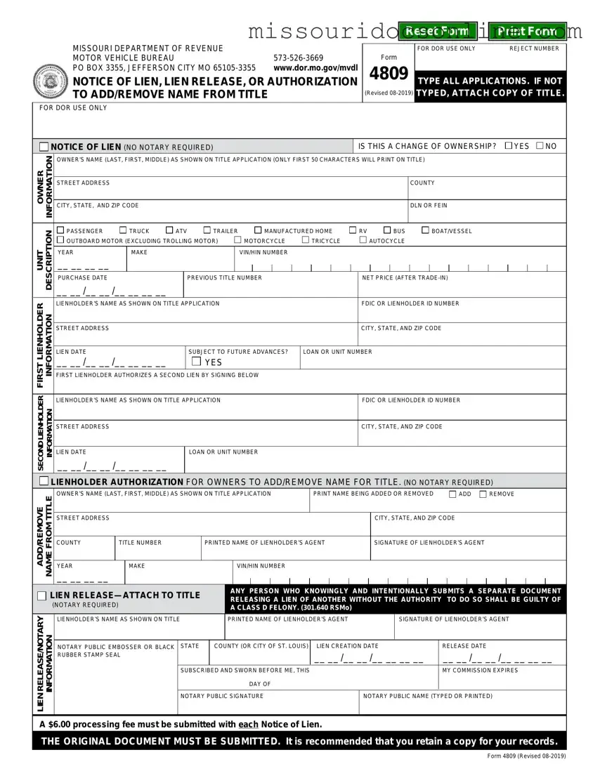 Blank Missouri Lien Form