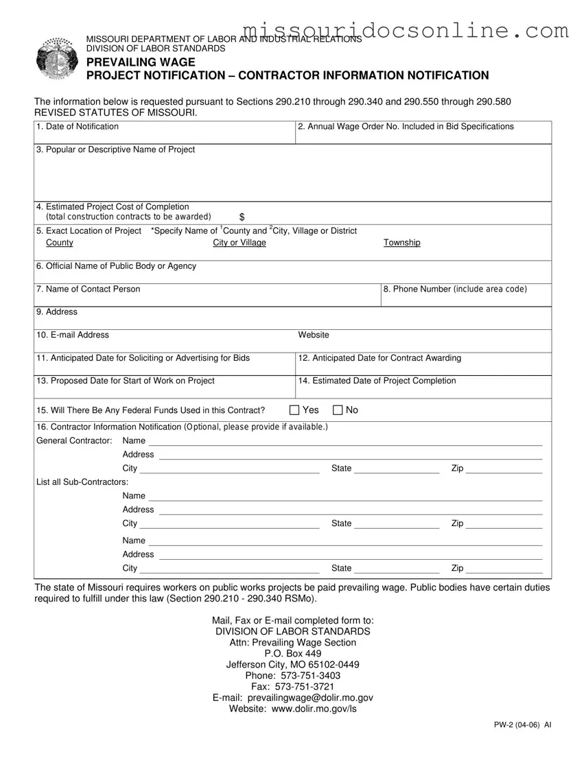 Blank Missouri Pw 2 Form