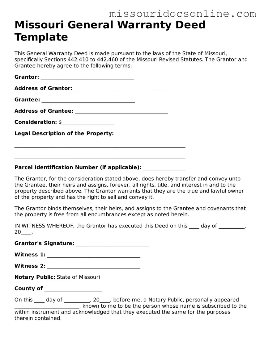 Attorney-Approved Deed Form for Missouri State