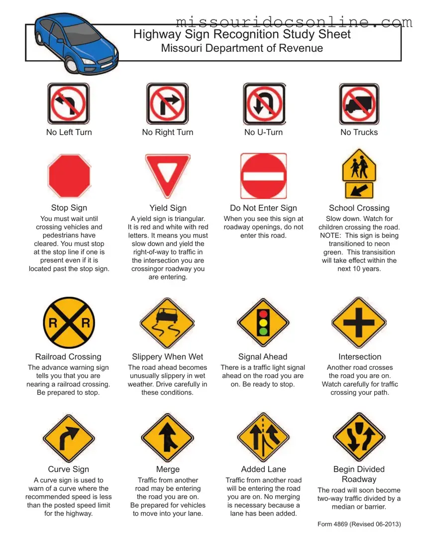 Blank Road Sign Test Missouri Form