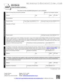 Blank Missouri 5060 Exemption Form
