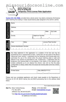 Blank Missouri 5429 Form