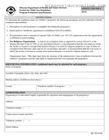 Blank Missouri Dc 20 Form