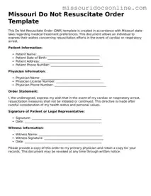 Attorney-Approved Do Not Resuscitate Order Form for Missouri State