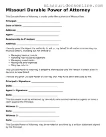 Attorney-Approved Durable Power of Attorney Form for Missouri State