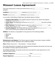 Attorney-Approved Lease Agreement Form for Missouri State