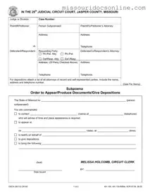 Blank Missouri Subpoena Form