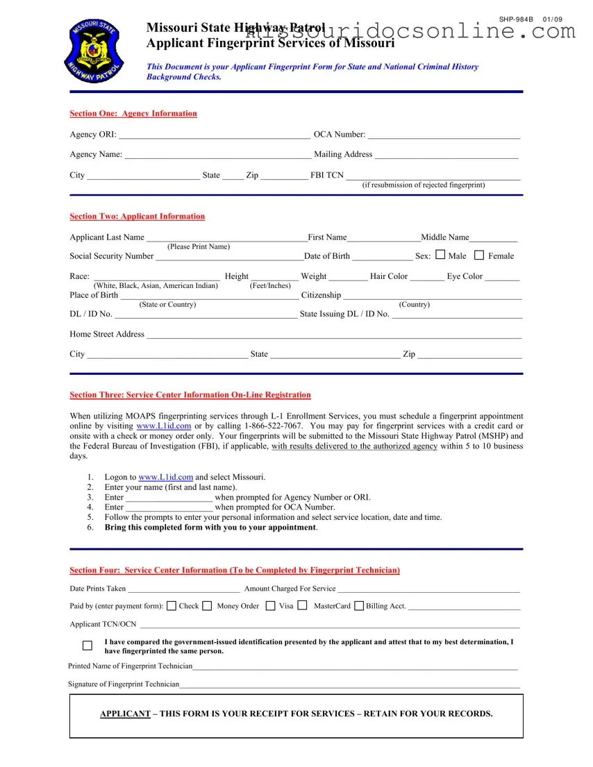 Blank Shp 984B Missouri Form